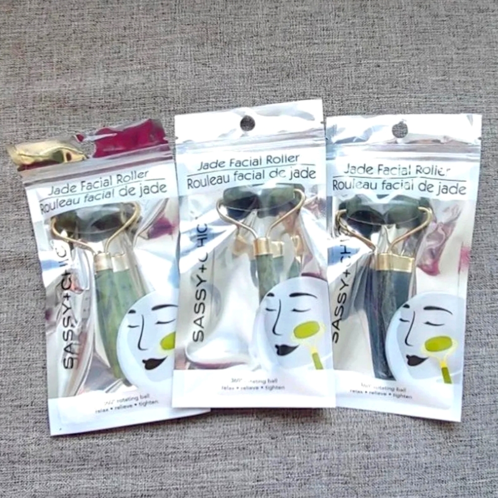 Sassy+Chic 3pack Jade Facial Roller 360 rotating ball relax relieve tighten NEW